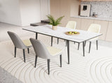 47"-63" expandable dining table set for 2-6 people, equipped with PU fabric thick cushioned dining 92548755