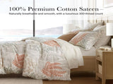 3-Piece Full/Queen 100% Cotton Sateen Duvet Cover Set,Terracotta/Linen B035P408291