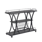 Industrial Bar Cart Kitchen Bar&Serving Cart for Home with Wheels 3 -Tier Storage Shelves W82151001