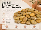 38 lbs khaki River Rocks, 2-3 inch Polished Pebbles - Decorative White Stones for Indoor/Outdoor 57501419