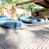 30 PCS Interlocking Deck Tiles Checker Pattern, 12" x 12" Square Light Gray Acacia Hardwood Outdoor W2391P160134