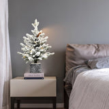 Artificial 2ft decorated flocking basin tree with 189 PE/PVC Mixed Branch Tips, Pine cone *3, 30L 32362620