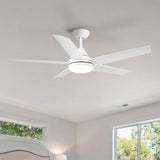 ZNTS 48 In Intergrated LED Ceiling Fan with White ABS Blade W1367P171202