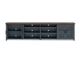 96 inch TV Stand Console for TVs up to 100 inches, No Assembly Requried, Blue Denim and Whiskey B108P160178