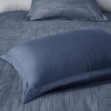 7 Piece Printed Seersucker Comforter Set Navy King B03597179