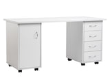 Double Edged Manicure Nail Table with Drawer White 93233881
