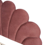 Queen Size Upholstered Platform Bed with Flower Pattern Velvet Headboard, Bean Paste Red WF305291AAH
