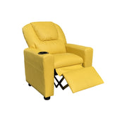 ZNTS Marisa 22" Yellow PU Leather Kids Recliner Chair with Cupholder B061110703
