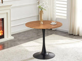 Round Dining Table, 31.5" Circle Tulip Table with Thickened Tabletop & Metal Pedestal, Mid Century W2920P518747