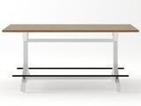59"Bar Height Table with Footrest, Rectangular Wooden Tabletop Bar Table, Heavy Duty Metal Frame W757P506726
