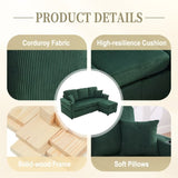UNITED WE WIN L-Shaped Sectional Sofa with Pull-Out Storage,Ottoman & Pillows 3-Seat with USB W1568P332404