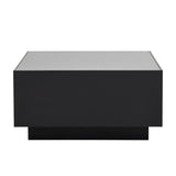 ON-TREND Square High Glossy Coffee Table with 16-color LED Strip Lights, Modern Center Table with N721P191980B