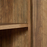 65-Inch Rustic Oak Color Faux Rattan Sideboard, Barn Door Rustic Style Sideboard, Living Room, W2702P184359