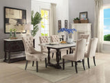 Beige and Weathered Espresso Tufted Side Chair B062P215496