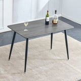 ZNTS Industrial style rectangular gray wood grain table with MDF tabletop and black iron legs, suitable W1151137659