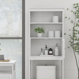 ZNTS Over The Toilet Rack 2 -Tier Toilet Bathroom Spacesaver Storage Shelf with 2 Doors Wood Storage 95065143