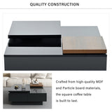 U-Can Movable Top Coffee Table, Modern Square Wood Coffee Table with High Gloss finish, 4 Hidden WF324734AAB