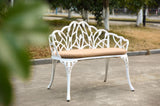 Tulip Patio Garden Bench Metal Park Bench Cast Aluminum Outdoor Furniture with Floral Rose for W640P250987
