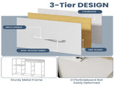 8 Drawer Dresser TV Stand, with Power Outlets and Open Shelves, for Bedroom and Living Room, White 46092612