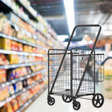 Large Shopping Cart,Grocery Cart on Wheels, Foldable Utility Shopping Carts with Double Basket and W1961P290530