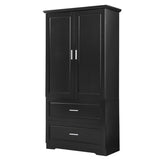 ZNTS Tall Bathroom Storage Cabinet, Cabinet with Two Doors and Drawers, Adjustable Shelf, MDF Board, N725P172882B