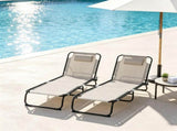 Cream White Set of 2 Folding Chaise Lounge Chairs Sun Tanning Chairs for Beach Camping Outdoor 06542031