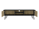 Toka Hairpin Legs TV Rack with Media Center and 2-Door, Black/Macadamia B097P167455