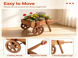 3-Tier Wooden Plant Display Stand, Carbonized Fir Wood Flower Cart with Chalkboard & Rolling Wheels, 19066002