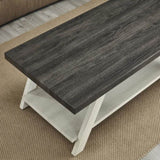 ZNTS Athens Contemporary Two-Tone Wood Shelf Coffee Table in Weathered Charcoal and Beige T2574P164647