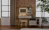 Modern Makeup Vanity Desk with Mirror and Lights, Retractable Dressing Table with Drawers and N844P288432A