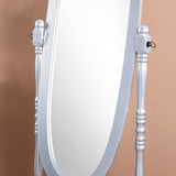 Traditional Queen Anna Style Wood Floor Cheval Mirror, Silver Finish T2574P164245