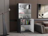Matt Gray and White 2-Door Bookcase B062P175162