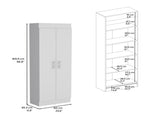 Pantry Cabinet 67" H, 5 Internal Shelves, Two Doors, White B097P167451