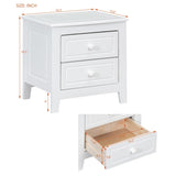 ZNTS 2-Drawer Nightstand for Bedroom, Mid Century Retro Bedside Table with Classic Design,White WF308187AAK