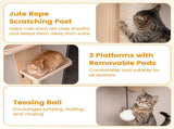 Door Hanging Cat Tree 5-Level Height Adjustable 4-Tier Climber No-Drill for Apartment Beige 95540825