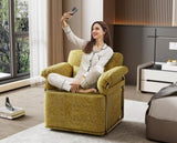 360 Degree Square Swivel Accent Sofa Chair,Fluffy Fabric Lounge Wide Upholstered Reading Chair with W2012P319077