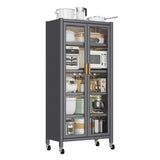 Open-door kitchen shelving Floor-to-ceiling multilevel household microwave storage cabinet bowls W509P164655