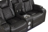 LED & Power Reclining Loveseat Made With Faux Leather in Black 659436023932