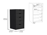 Dresser 42"H, 5 Drawers , Slim Storage Chest of Drawers, Black B097133023