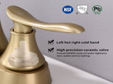 2-Handle 4-Inch Brushed Gold Bathroom Faucet, Bathroom Vanity Sink Faucets with Pop-up Drain and 74919420