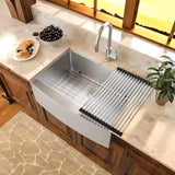Brushed Nickel 16 gauge Stainless Steel 33 in. Single Bowl Farmhouse Apron Kitchen Sink with Bottom JYSF322BN