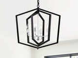 4-Light Farmhouse Kitchen Chandeliers, Matte Black and Sliver Vintage Rustic Cage Light Fixture W1592P209924