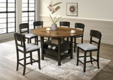2pc Transitional Upholstered Counter Height Dining Chair Bar Stools Brown Finish Wooden Furniture B011P148061