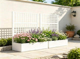 White 43" x 16" x 70" Galvanized Planter Box Raised Garden Bed with Trellis for Vines & Climbing 12825687
