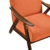 Modern Accent Chair 1pc Orange Fabric Upholstered High-Back Chair Cushion Seat and Back Walnut B011P182667