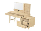 Modern Vanity Desk with LED Lighted Mirror, Makeup Vanity Table with 5 Drawers, Side Storage N773P479850W