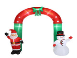 8 ft Santa and Snowman Christmas Inflatable Archway with 7 LED Lights, Multicolor 99718287