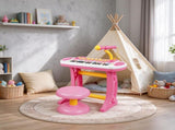 Kids Toy Keyboard Piano, Toddler Electronic Instrument with Stool, Microphone & Flashing Lights for 26422250
