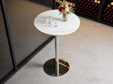 Rock slab circular tabletop non adjustable bar table, bar table with silver legs W2920P443468