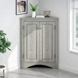 ZNTS Oak Triangle Bathroom Storage Cabinet with Adjustable Shelves, Freestanding Floor Cabinet for Home WF291467AAL